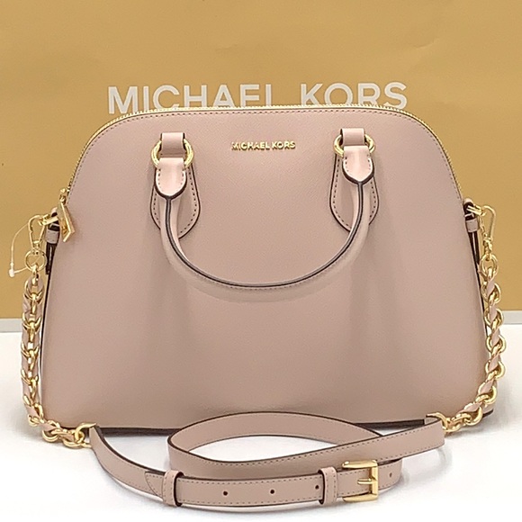 MICHAEL KORS VERONICA MEDIUM DOME Saffiano Leather SATCHEL SOFT PINK COL… - Picture 4 of 16